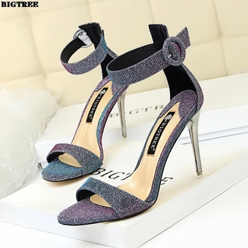 

Bigtree Fashion Metal with Super High Heels Field with Small Buckle Female Summer Sandal Heels