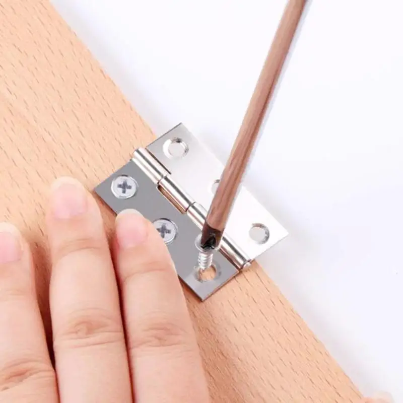 20pcs Stainless Steel Cabinet Hinges Connectors 6 Holes Cupboard Interior Door Hinges Damper Buffer Furniture Hardware