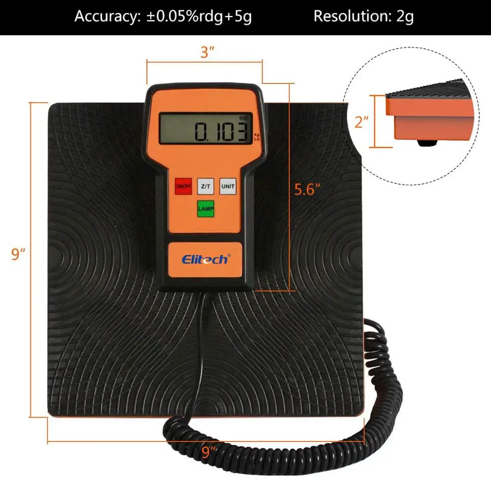  Elitech LMC-100F Digital Electronic Refrigerant Charging Recovery Scale for HAVC Wired Remote Porta
