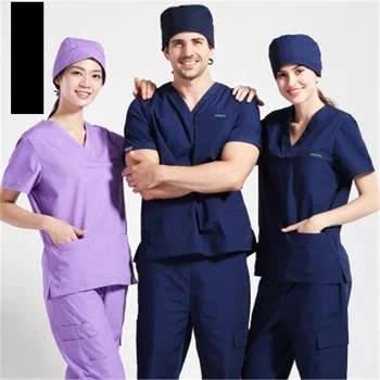 

Size XL Medical Uniforms Hospital Doctor Short Sleeve Scrub Dental Clinic Beauty Workwear Cotton Nursing Surgery Clothes Woman