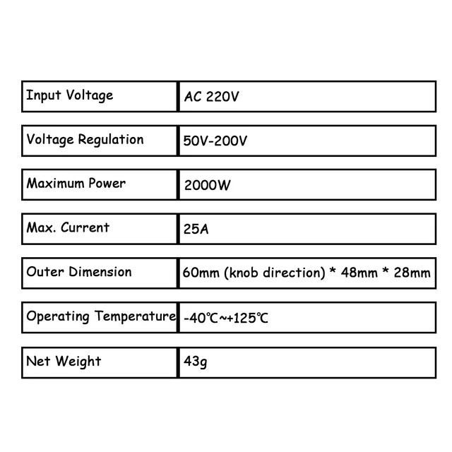 Voltage Regulator 2000 Watt AC 50 - 220 Volt Dimmer SCR Power Regulator Motor Speed Controller Home Improvement Regulators 2000W - Image 6