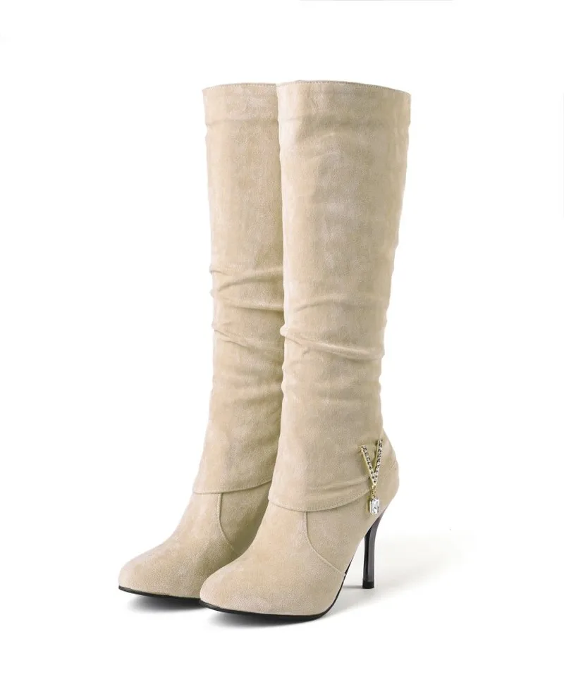 new style Autumn And Winter fashion Round head Comfortable Fine heel High heel High tube Women's boots size 34-43 8.5cm high