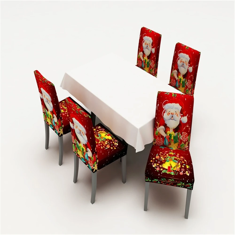 Merry Christmas Чехол для стула «Рождество» колокольчик красная кухонная скатерть вечерние праздничные украшения для дома столовая скатерть