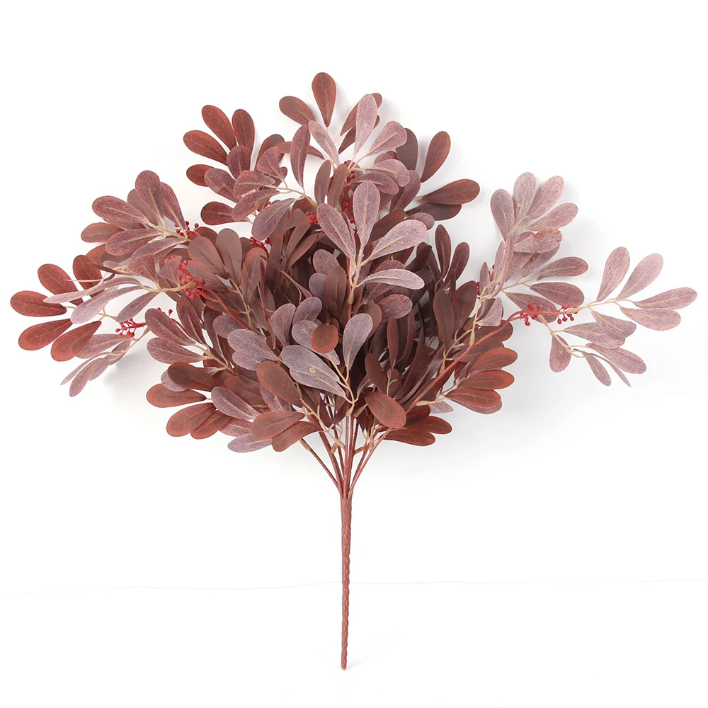Artificial Plants Flower Green Jujube Leaves Plastic Fake Tree Leaf Branches Home Soft Dress Wedding Garden Plant Decor 9 Forks