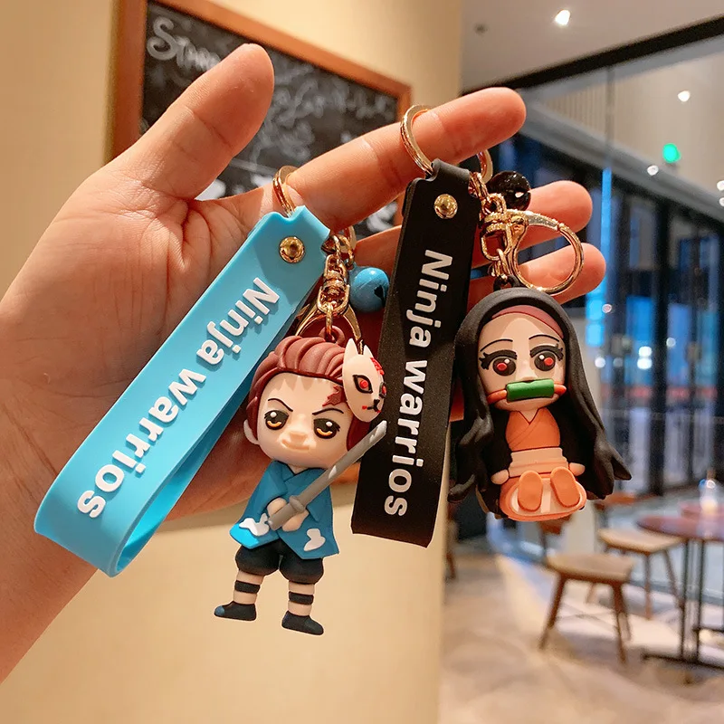 

Japan Anime Demon Slayer Keychain Cartoon Hand-held Silicone Cartoon Doll School Bag Glue Keychain Pendant Gifts Cute Keychains