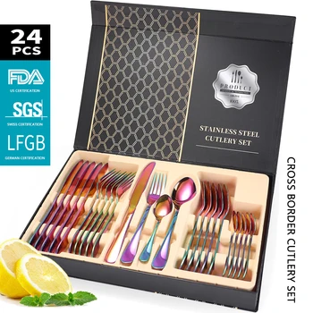 

24 pcs Vanys Matte Rose Gold Silverware Set Stainless Steel kitchen Utensil Flatware Set