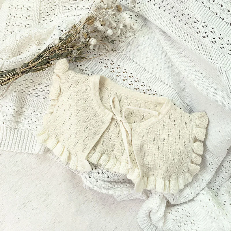 Spring Autumn Baby Girl Shawl Cotton Solid Color Baby Bandage Girl False Collar