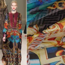 18 Весна Новые летние полосатые печати шелковая шифоновая ткань для женское платье 135 см шириной 6Momme модная одежда DIY Швейные Лидер продаж