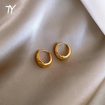 Minimalism Retro French Romantic Metal Gold Small Circle Hoop Earrings Fashion Korean Jewelry For Woman Students Simple Earring