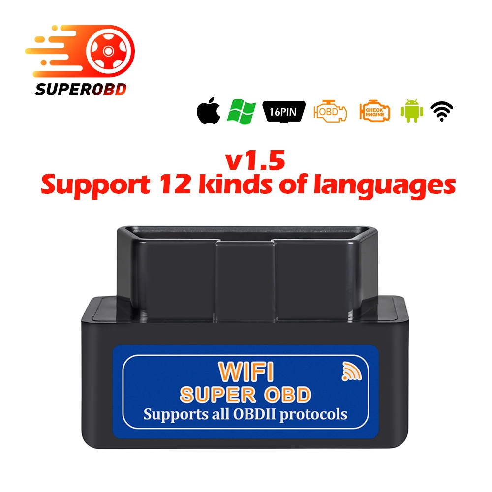 ELM327 Wifi V1.5 OBDII/OBD2 автоматический диагностический инструмент Поддержка Android и IOS