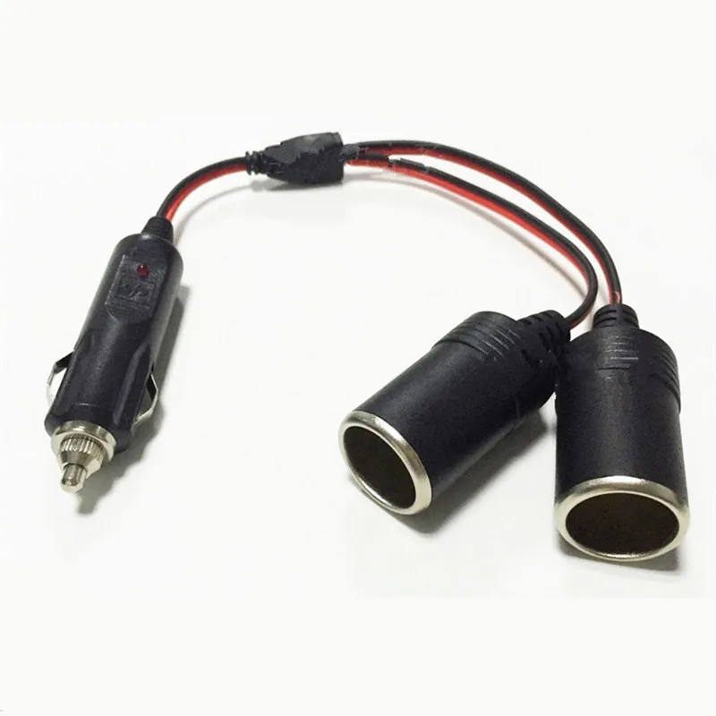 

All-Copper Car Cigarette Lighter Extension Line One Minute Two 12V24V Universal Car Charger One For Two Two 10A Lengthened 30cm