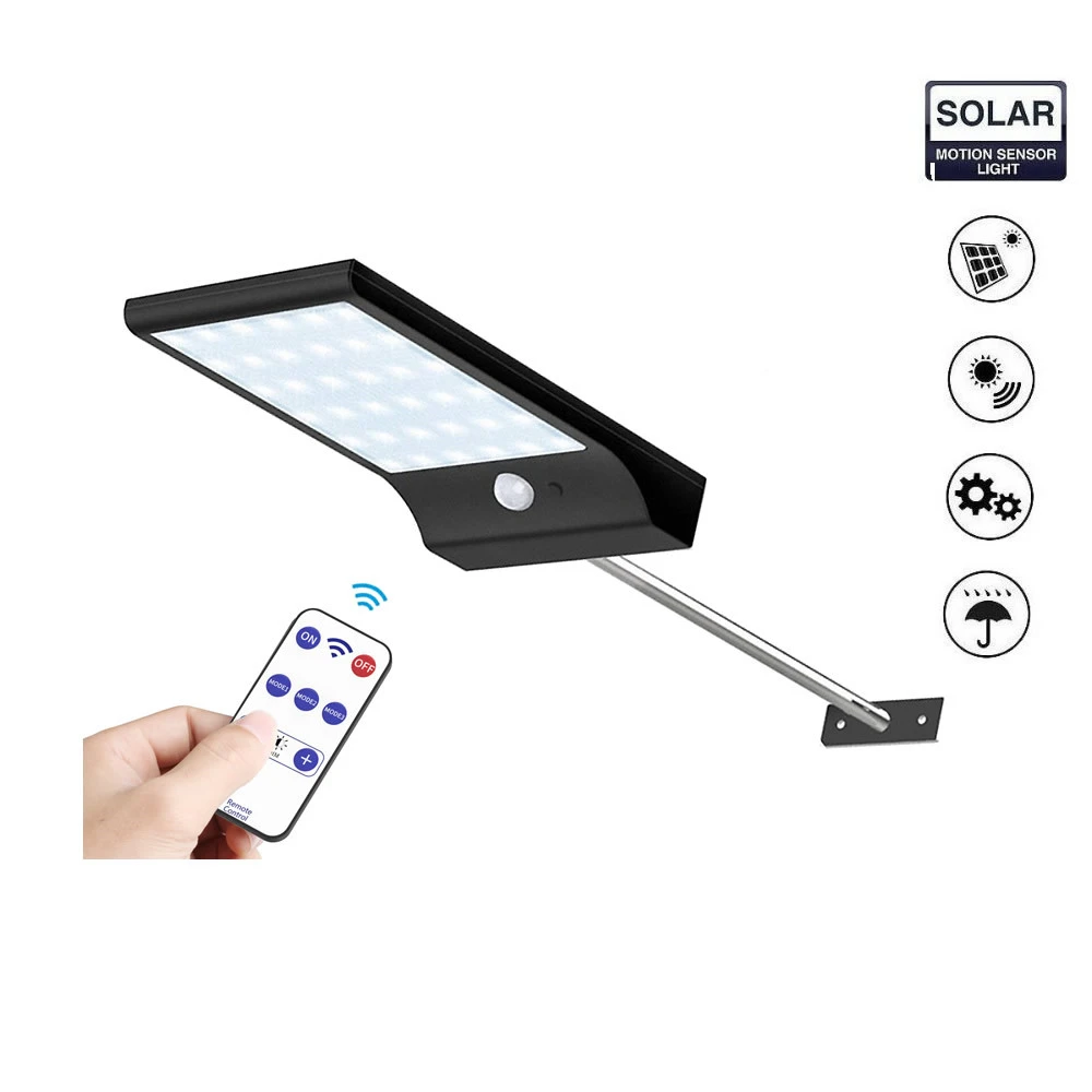 

Solar Power 48/36 led sunLight PIR Motion Sensor 3 Modes White black Wall Garden yard path Light LED Street Lamp spot floodlight
