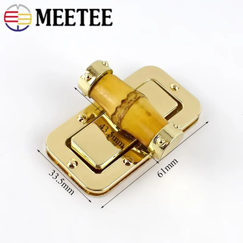 33X61mm Lightgold Bamboo Metal Turn Lock Snap Women Bag Twist Lock Clasps Closure DIY Metal Buckle Hardware Accessories E6-16