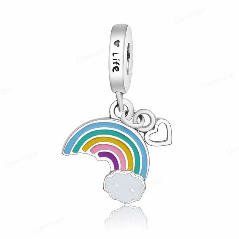 

Rainbow 925 Sterling Silver Charm Beads Fit Pandora Original Bracelet DIY Jewelry Making For Women Wholesale Fashion Pendant