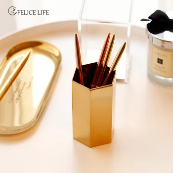 

Gold Flower Vase Pen Holder Desktop Storage Container