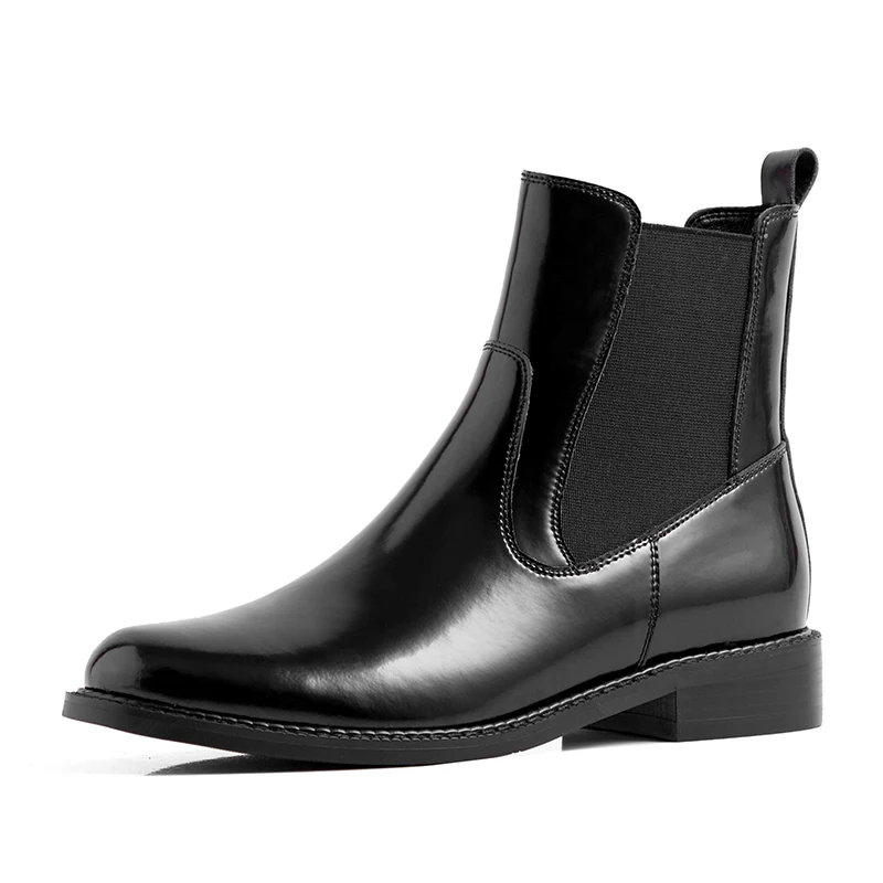 red leather flat ankle boots