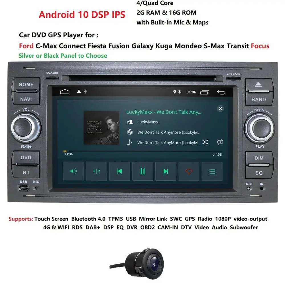 Автомобильный DVD проигрыватель с GPS Навигатором плеер на базе Android 10 0 4G для Ford Focus 2