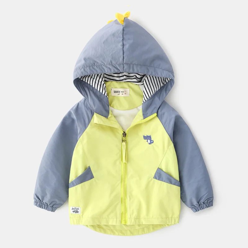 

Boy Coat Dinosaur Print Patchwork Zipper Hoodies Baby Outwear Autumn Toddler Colouring Jacket Spring 2 3 4 5 6 7 Years Old