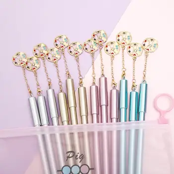 

12Pcs/pack Korean Cute Rabbit Gel Pen Kawaii Pendant Blue Ink Wedding Christmas Gift Stationery School Accessory Pencil Case Bag