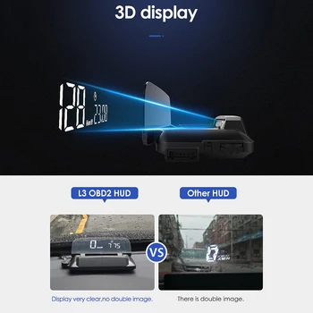 

5 Inches L3 OBD2 Heads Up Display SUV HUD Universal Car With Reflection Board For Speed RPM Battery Voltage Fuel Temperature