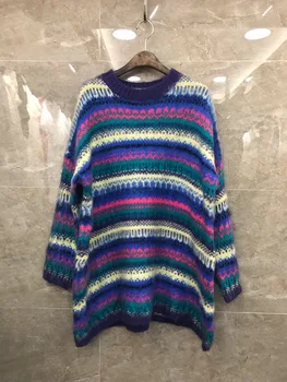 

2019 Winter New Arrival Colorful O-neck Mohair Knit Women Sweater Oversize Free Shipping Worldwide