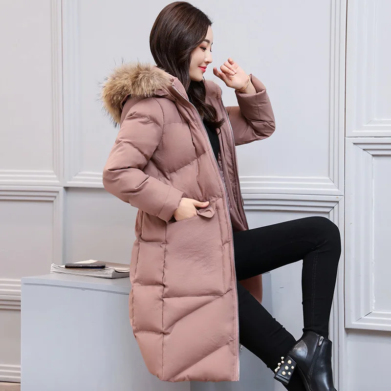 

Zipper Hooded Cotton-padded Clothes/Cotton Coat 2018 Spring Long Sleeve Mid-length Straight-Cut Versatile Korean-style Elegant L