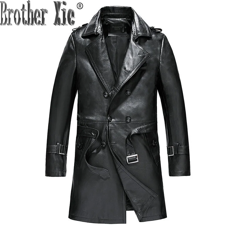 

Genuine Leather Jacket Men Long Sheepskin Coat Autumn Men's Windbreaker Leather Jackets Veste Cuir Homme WZM11334 KJ2100