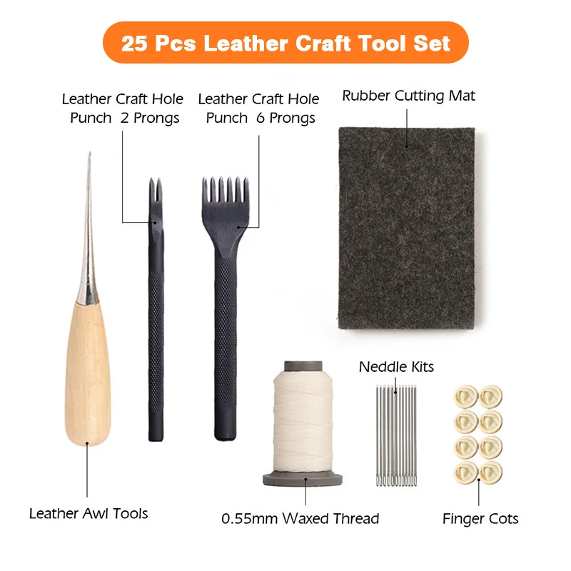 1set Leather Craft Tools Leather Working Tools Kit With Storage Bag Leather  Carving Tools Leather Craft Making For Cutting Punching Sewing Carving Sta