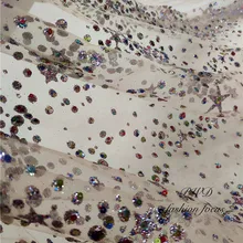 Африканский блеск сетчатые кружева с блестками ткань кристалл кружева ткань Stoffa пайетками одежда Индия сари шитье Tissu Tecidos