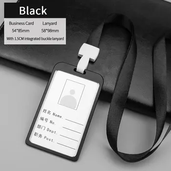 

Integrated Buckle Practical Business Card Holder Rectangle ID Badge Dustproof School Executive Staff Anti Slip Aluminum Alloy