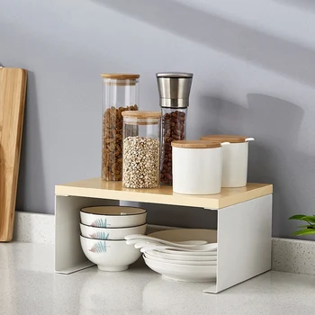 

Kitchen Home Storage Rack Mini Freestanding Stackable Storage Shelf Spice Jar Shelf Countertop Cabinet Storage Organizer