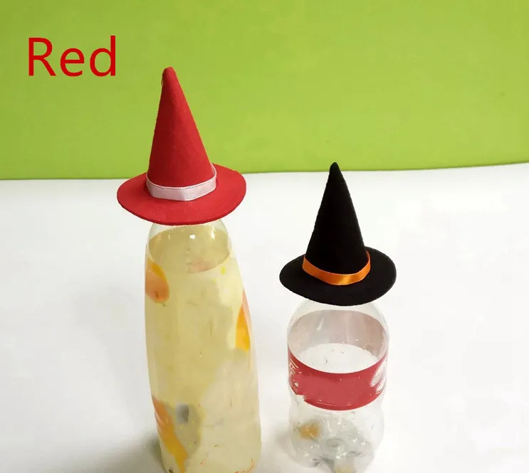 5 шт. мини шарф Войлок ведьмины колпаки шапка на Хэллоуин бутылки вина Декор для украшения для празднования Хеллоуина DIY аксессуары для волос ремесла - Цвет: 1pc Red Hat