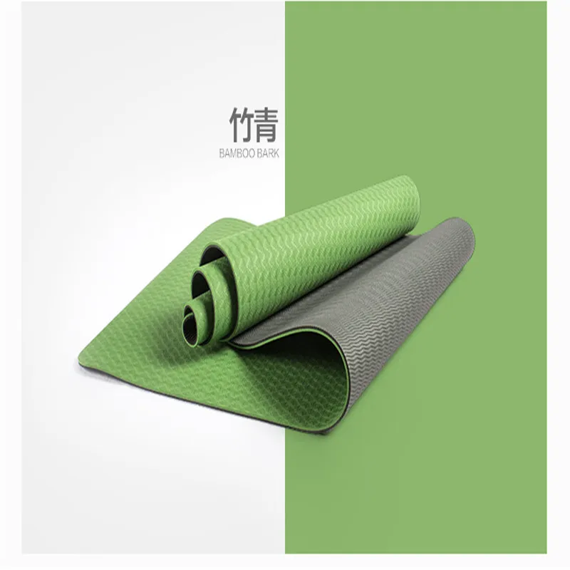 

Double Color TPE Yoga Mat Double Layer Thick 6mm Beginners Anti-slip Shock Absorption Tablet Support Gymnastic Mat