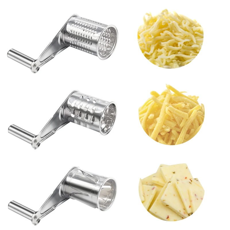 Manual Vegetable Fruit Mandoline Slicer Cheese Grater with 3Blades Fruit Cutter Nut Shredder Rotary Drum Chopper Kitchen Cozinha