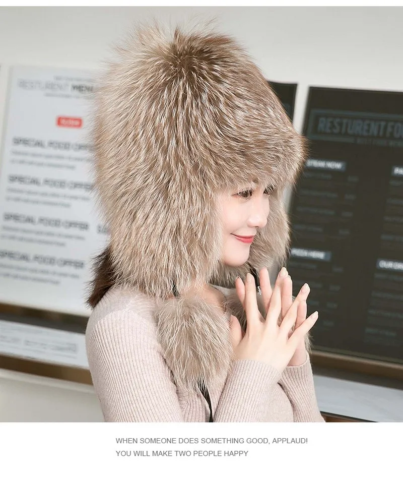 Glaforny шапка из лисьего меха женская зимняя корейская мода утолщенная теплая большая шапка, закрывающая уши меховые женские шляпы Lei Feng