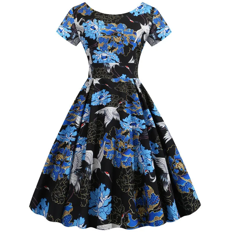 2019 летнее платье с цветочным принтом женское винтажное элегантное в стиле
