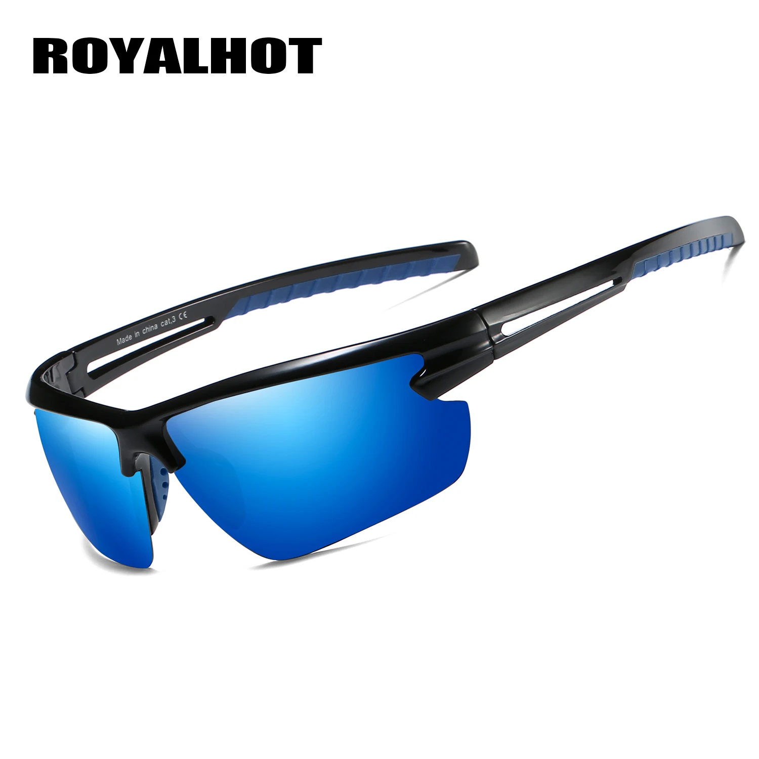 RoyalHot, мужские, женские, поляризационные, половинная оправа, спортивные солнцезащитные очки, Ретро стиль, солнцезащитные очки, 900203 - Цвет линз: blue