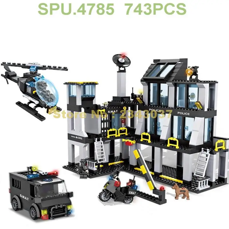 6512 743pcs Police Station Swat Hotel Military 5 Dolls Building Blocks Toy | Игрушки и хобби