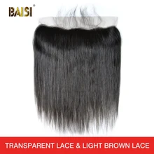 BAISI перуанские девственные волосы швейцарские прозрачные кружевные фронтальные прямые средней длины коричневые с сеткой Фронтальные 13x4 человеческие волосы