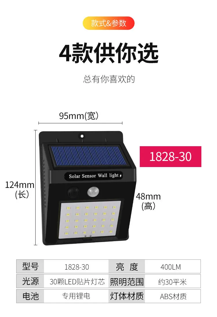 Solar Lights LED Infrared Sensor Lamp Landscape Courtyard Wall Lamp Garden Outdoor Waterproof Stairs Lighting Street Lamp