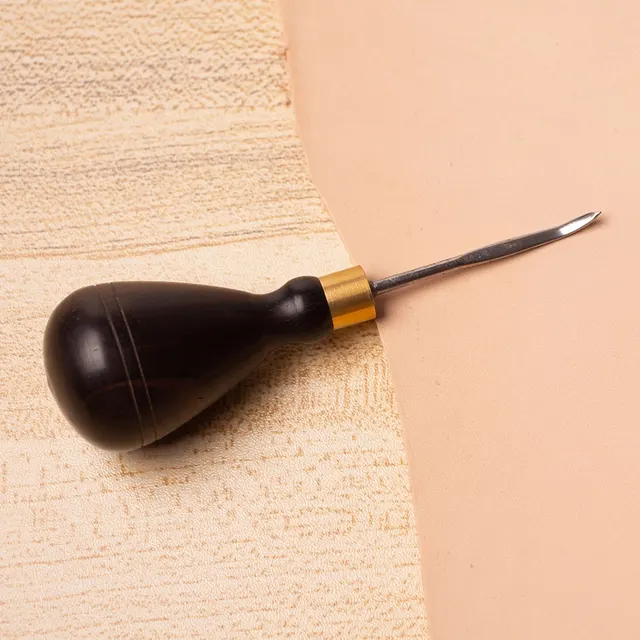 Punteruolo Per Pelle In Acciaio - Con Manico In Faggio, Per Lavorazione Cuoio E Riparazioni, 3mm - Foto 2