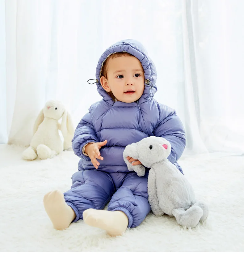 Зимний хлопковый Пуховый комбинезон для маленьких детей, одежда для альпинизма, утолщенный теплый комбинезон для новорожденных, верхняя одежда, пальто