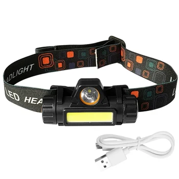 

LED Headlamp XPE COB USB Rechargeable Headlight For Outdoor With Headband Portable