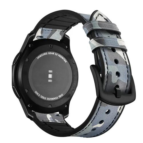 22 мм gear S3 Frontier кожаный ремешок для samsung Galaxy watch 46 мм ремешок для часов correa Камуфляжный браслет amazfit band аксессуары - Цвет ремешка: Camouflage blue