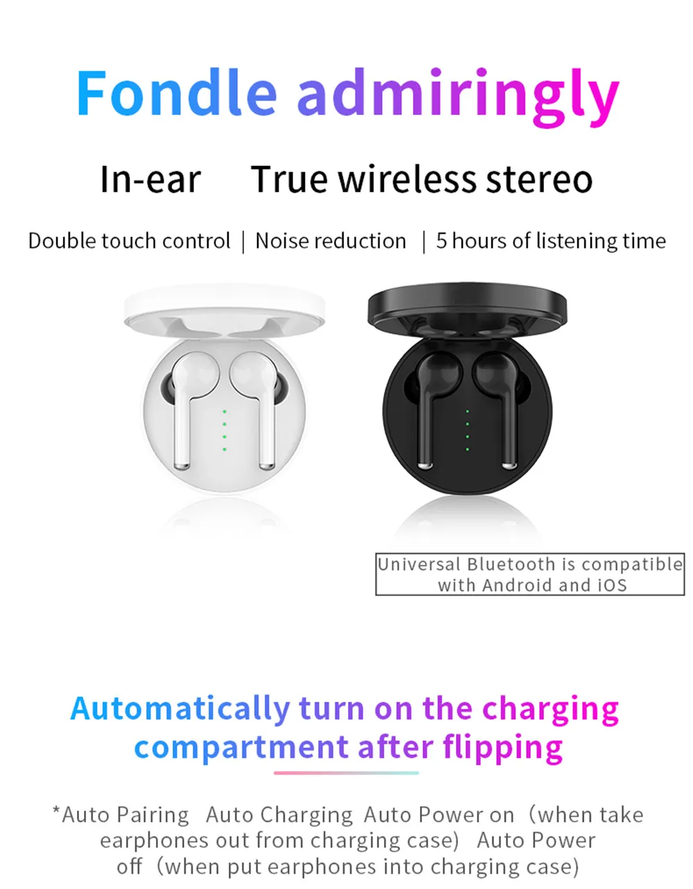 TW40 Touch control Беспроводная Bluetooth беспроводная гарнитура для наушников Наушники Bluetooth 5,0 для всех смартфонов
