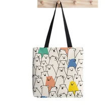 

Funny Shopper Bears pattern Tote Bag Print Tote Bag women Harajuku shopper handbag girl Shoulder shopping bag Lady Canvas Bag