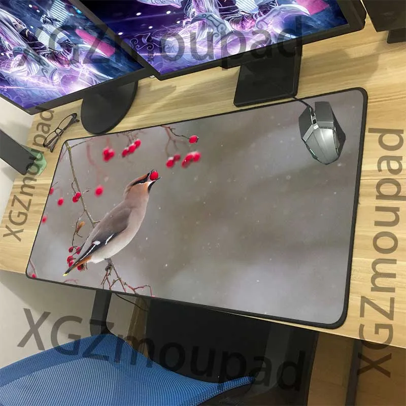 XGZ Landscape Large Gaming Mouse Pad Precision Black Lock Edge Animal Bird Custom Computer Table Ma