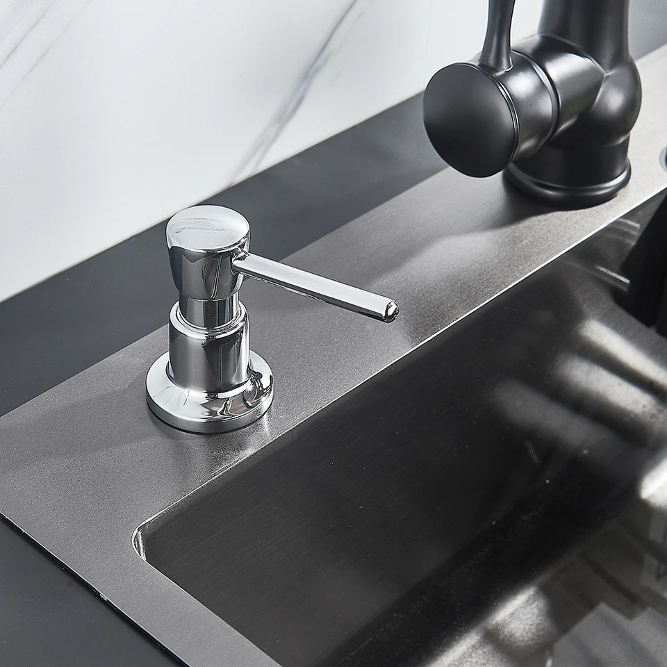 Évier De Cuisine Inox Noir – Regina 50x45cm – Avec Distributeur – Neuf