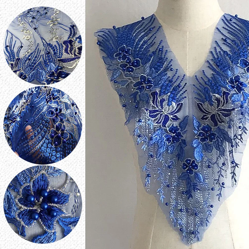 

Flower Embroidery Cloth Patch Lace Wedding Gown Tulle Floral Lace Fabric For Diy Dress Curtain Clothes Apparel Sewing Patchwork