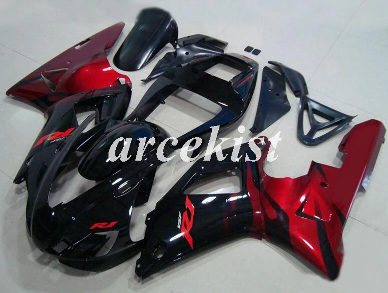 4 подарки ABS полный обтекатель комплект подходит для YAMAHA YZF-R1 1998 1999 YZF R1 98 99 YZF1000 на заказ красный белый - Цвет: dark red black